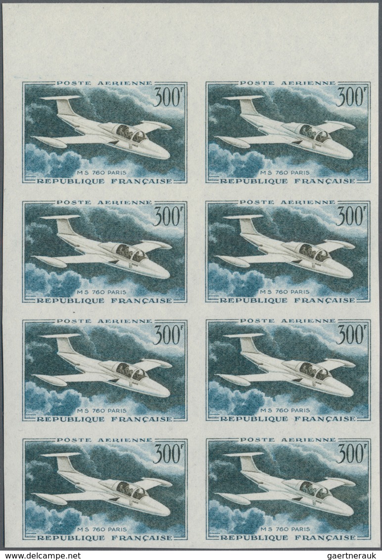 Frankreich: 1959, Airmails 300fr., 50 Imperforate Stamps Within Units, Mint Never Hinged. Maury PA35 - Collections