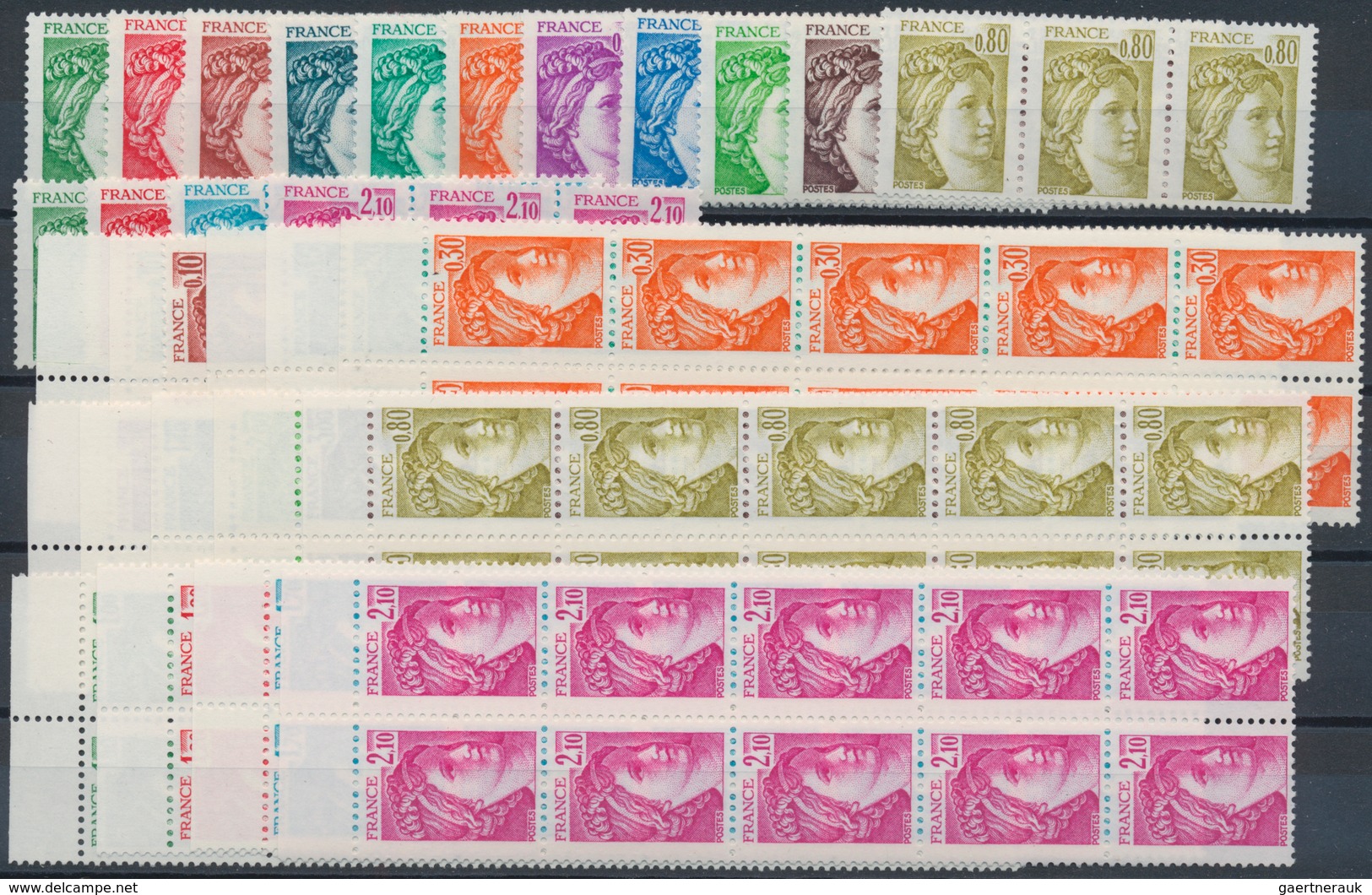 Frankreich: 1977/1978, Definitives "Sabine De Gandon", MISSING PHOSPHOR (BRILLIANT GUM), 13 Sets Of - Collections