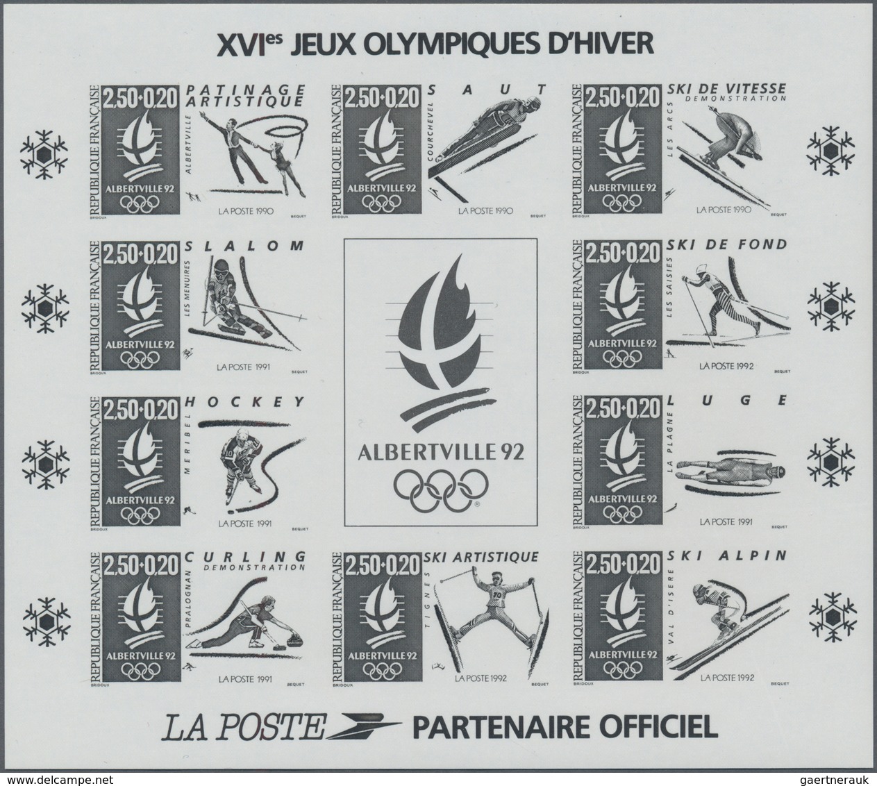 Frankreich: 1992, Olympic Games Albertville, Imperforate Souvenir Sheet In Black, Special Edition, L - Collections