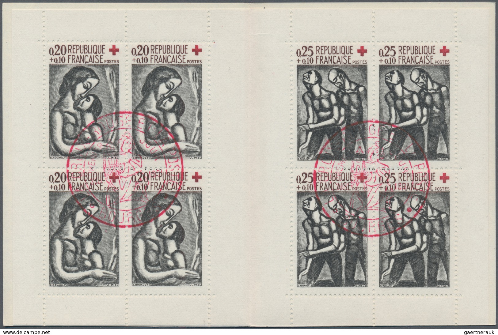 Frankreich - Markenheftchen: 1961, Red Cross Booklet, Holding Of 63 Pieces, Oblit. By Red Special Fi - Autres & Non Classés