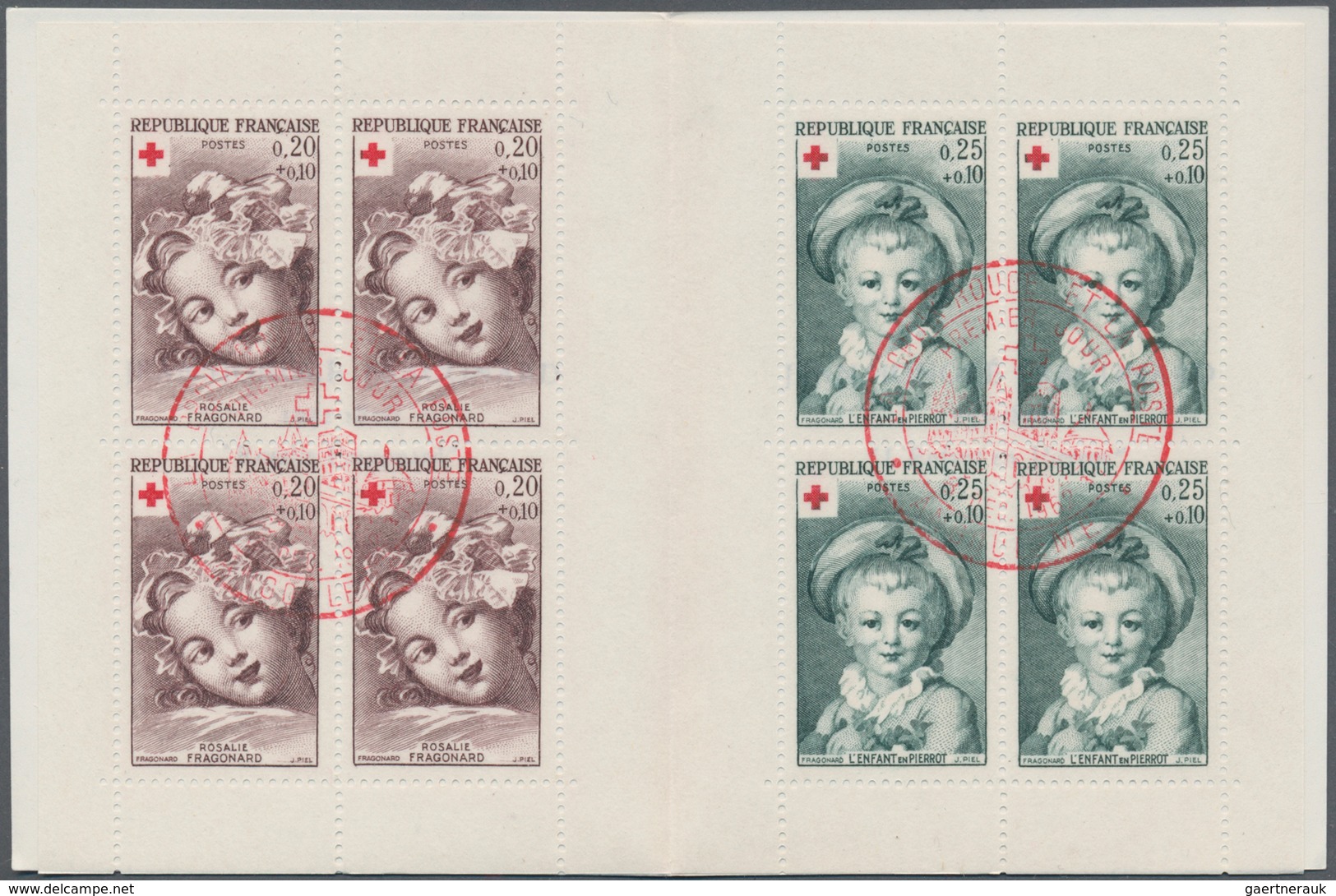 Frankreich - Markenheftchen: 1962, Red Cross Booklet, Holding Of Apprx. 187 Pieces, Oblit. By Red Sp - Other & Unclassified