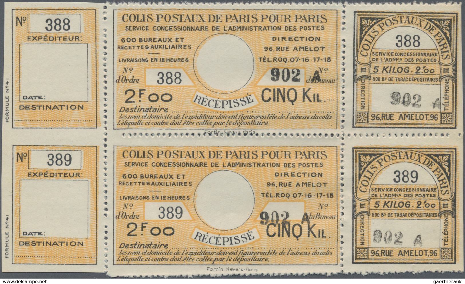 Frankreich - Postpaketmarken: 1890/1935 (ca.), COLIS POSTAUX DE PARIS POUR PARIS, enormous holding o