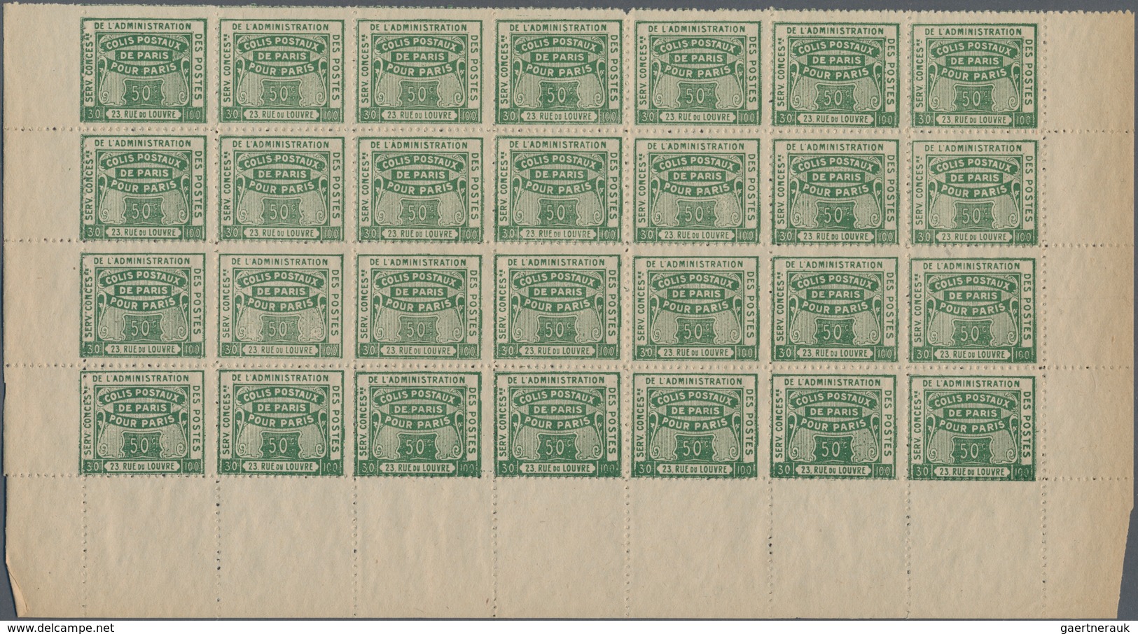 Frankreich - Postpaketmarken: 1919, Colis Pour Paris, 25c. Green "Colis Reclame", 560 Stamps Within - Other & Unclassified