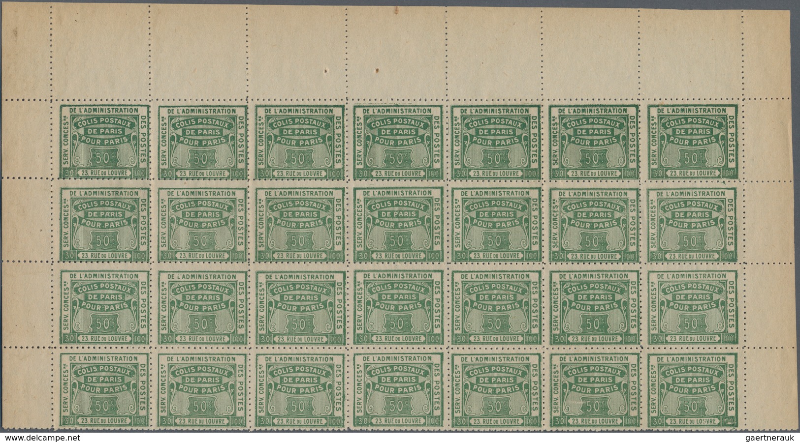 Frankreich - Postpaketmarken: 1919, Colis Pour Paris, 25c. Green "Colis Reclame", 560 Stamps Within - Other & Unclassified