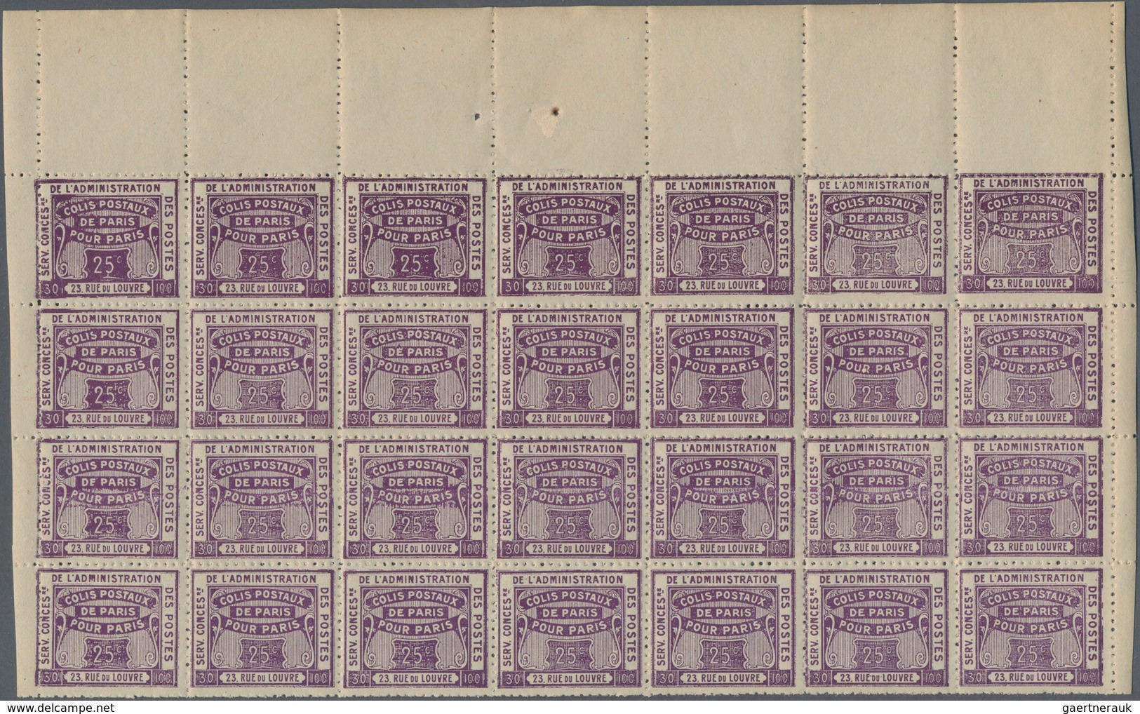 Frankreich - Postpaketmarken: 1919, Colis Pour Paris, 25c. Violet "Colis Reclame", 560 Stamps Within - Autres & Non Classés