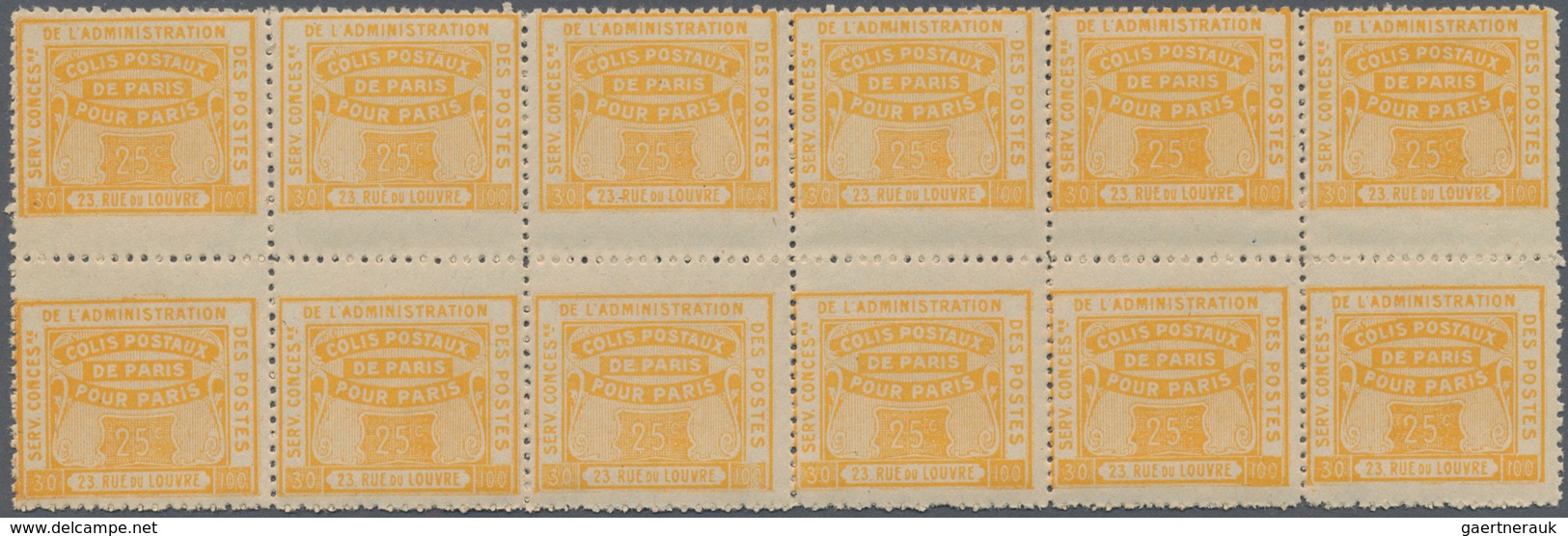 Frankreich - Postpaketmarken: 1919, Colis Pour Paris, 25c. Yellow "Colis Reclame", 369 Vertical "gut - Sonstige & Ohne Zuordnung