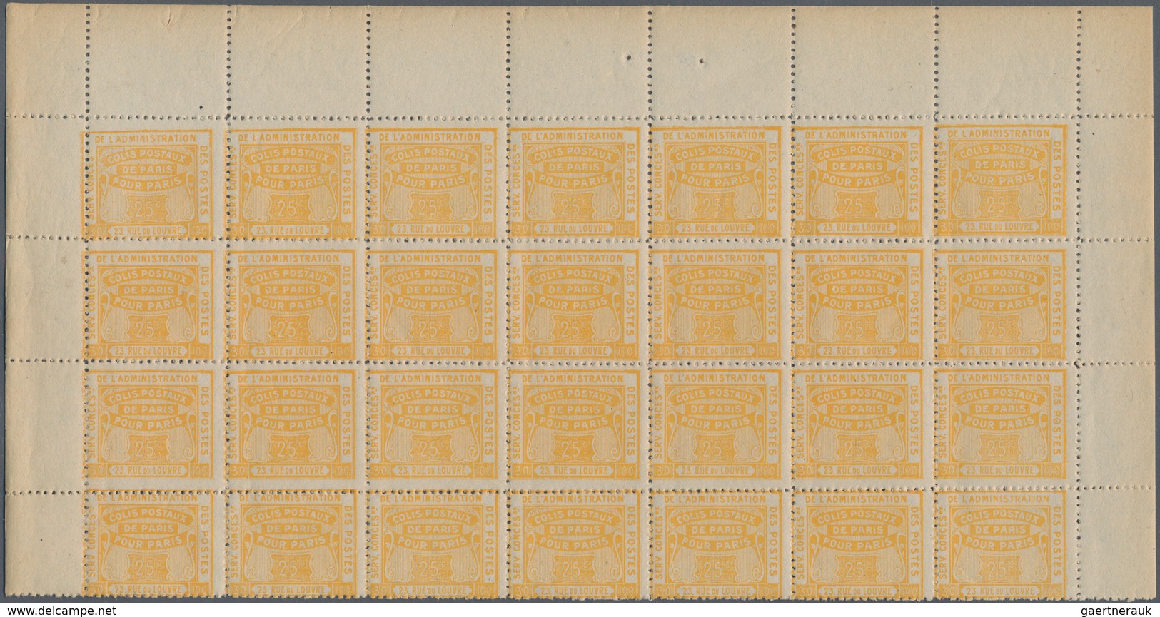 Frankreich - Postpaketmarken: 1919, Colis Pour Paris, 25c. Yellow "Colis Reclame", 560 Stamps Within - Other & Unclassified