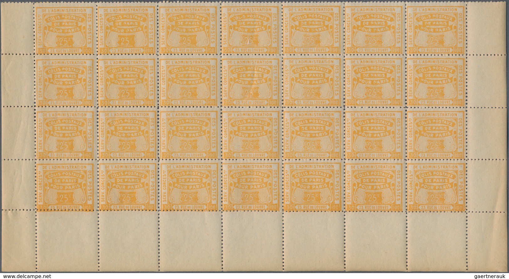 Frankreich - Postpaketmarken: 1919, Colis Pour Paris, 25c. Yellow "Colis Reclame", 560 Stamps Within - Autres & Non Classés