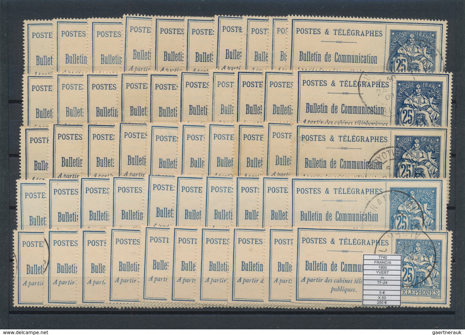 Frankreich - Ganzsachen: 1885/1910 (ca.), Comprehensive Holding Of Used Telephone Billets. Yvert App - Autres & Non Classés