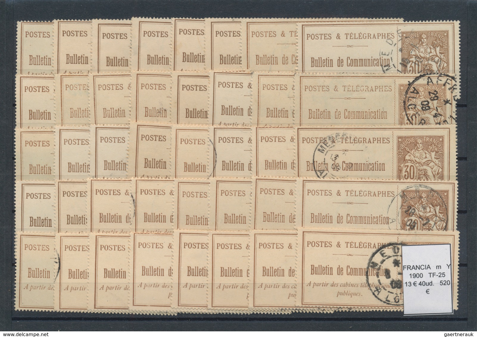 Frankreich - Ganzsachen: 1885/1910 (ca.), Comprehensive Holding Of Used Telephone Billets. Yvert App - Other & Unclassified