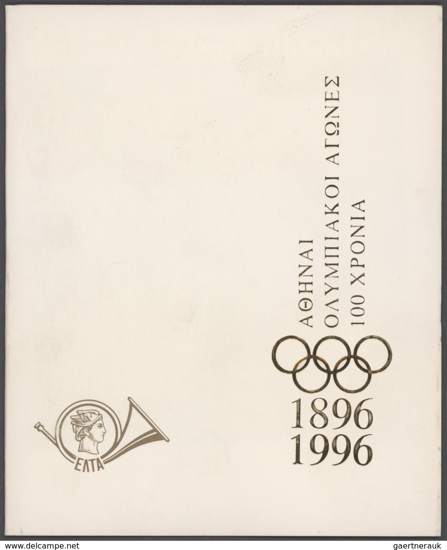 Griechenland: 1996, 100 Years Of Modern Olympic Games, Three Souvenir Sheets MNH In A Souvenir Folde - Oblitérés