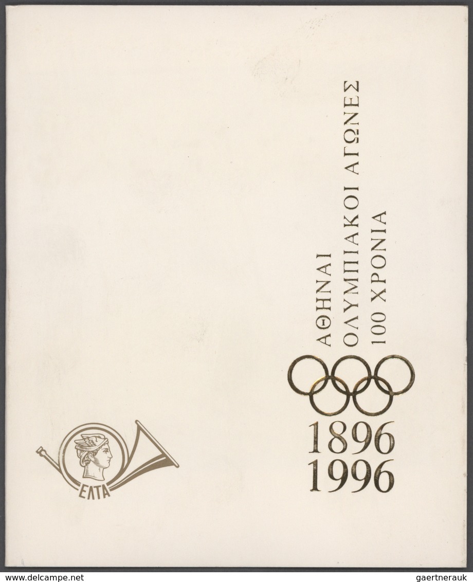 Griechenland: 1996, 100 Years Of Modern Olympic Games, Three Souvenir Sheets MNH In A Souvenir Folde - Gebraucht