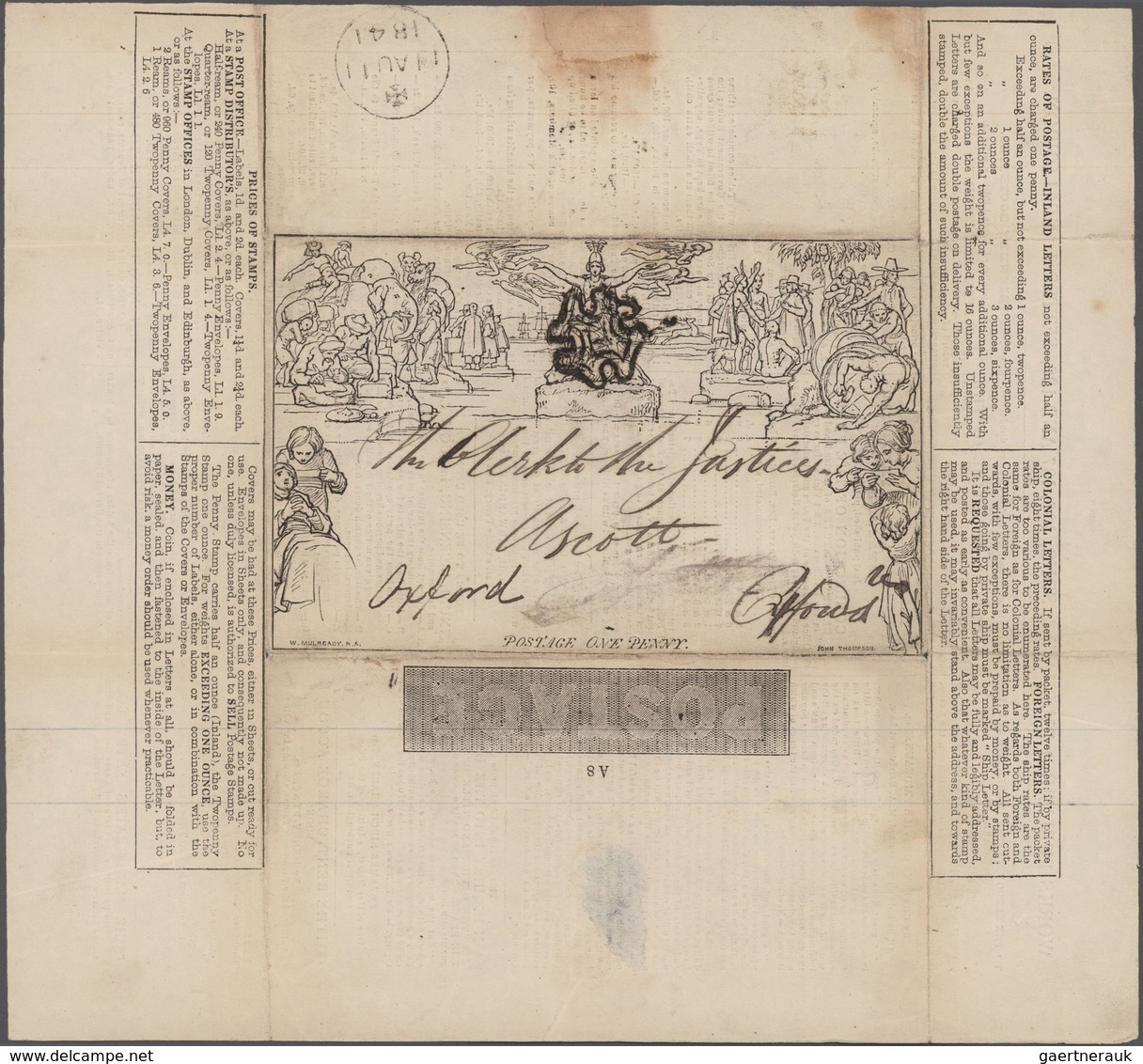 Großbritannien: 1840 MULREADY: Collection Of Seven Mulready Letter Sheets 1d., All With Advertisemen - Autres & Non Classés