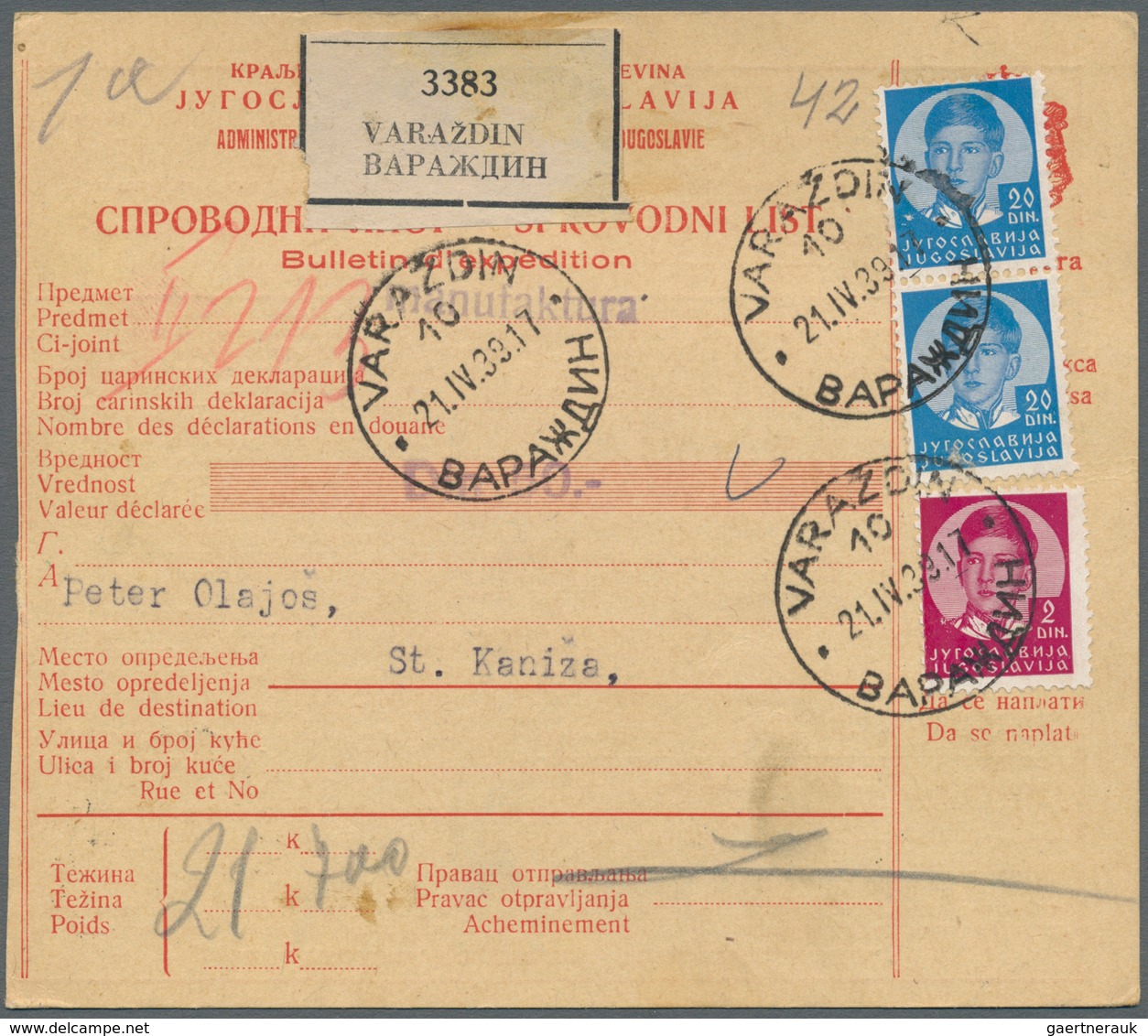 Jugoslawien: 1938/1941 (ca.), unglaublicher Bestand von ca. 1.800 Paketkarten mit sehr vielen unters