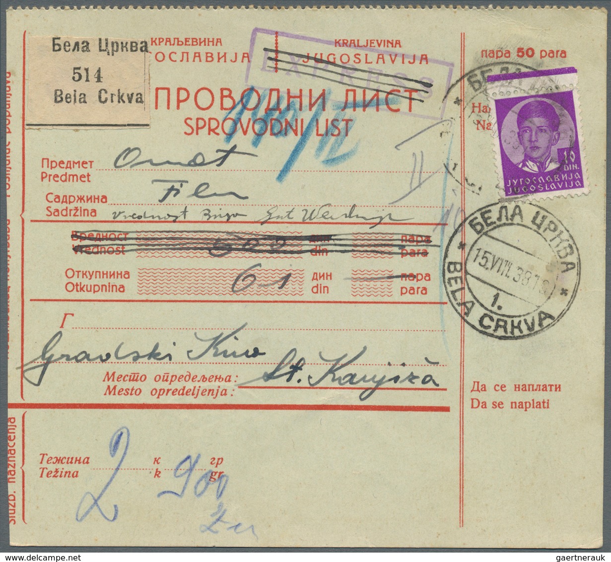 Jugoslawien: 1938/1941 (ca.), unglaublicher Bestand von ca. 1.800 Paketkarten mit sehr vielen unters