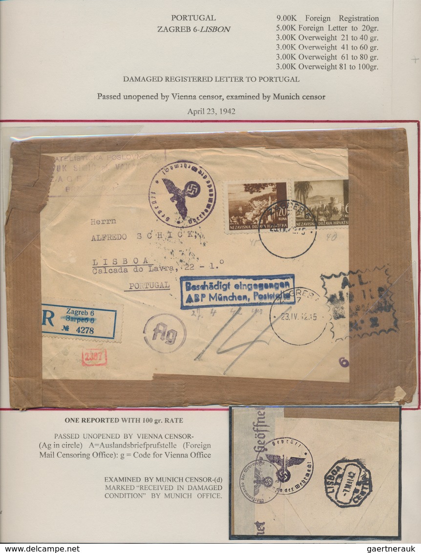 Kroatien: 1941/1945, Interesting Lot Of 16 Censored Covers And Stationeries On Exhibition Pages, Com - Croatie