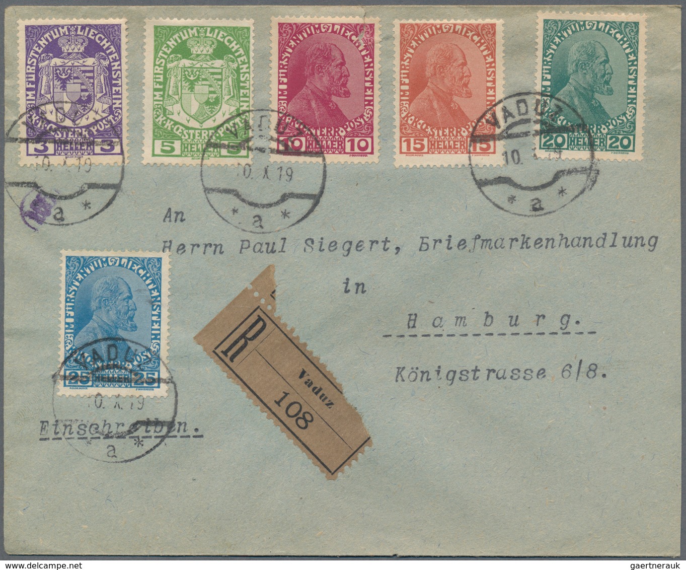 Liechtenstein: 1917, Freimarken Wappen Und Fürst Johann II., Kompletter Satz Von 6 Werten Auf 22 R-B - Sammlungen