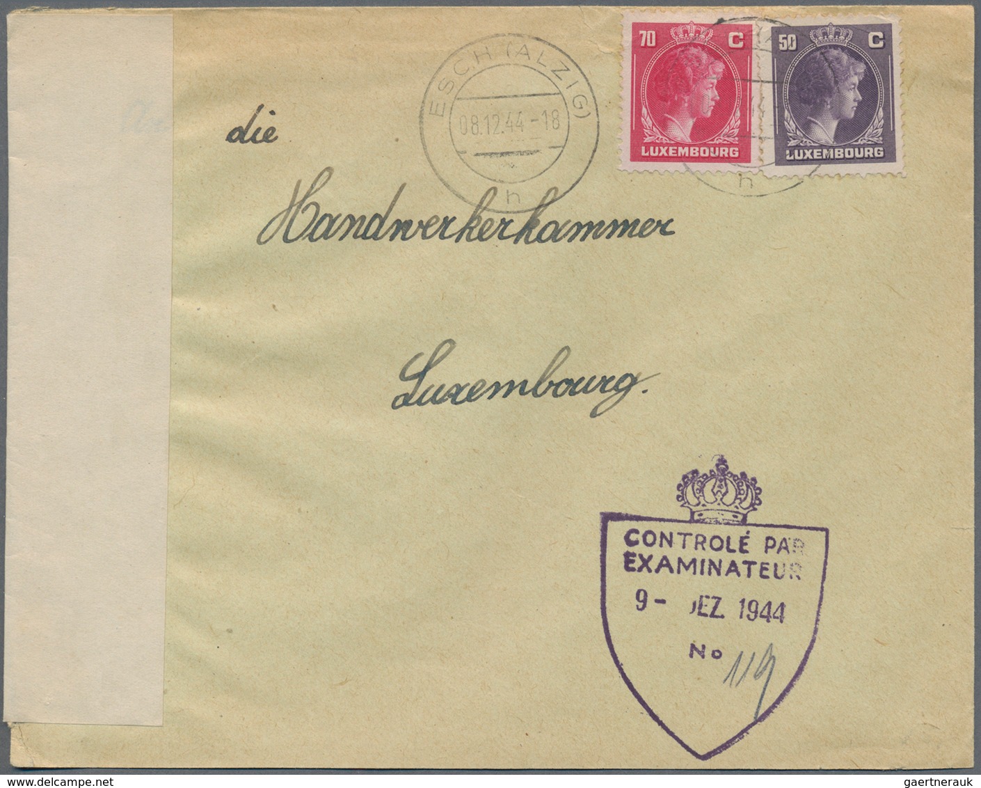 Luxemburg: 1944/1947, Interesting Group Of 16 Censored Covers And Cards, Comprising 8 Items Of Domes - Autres & Non Classés
