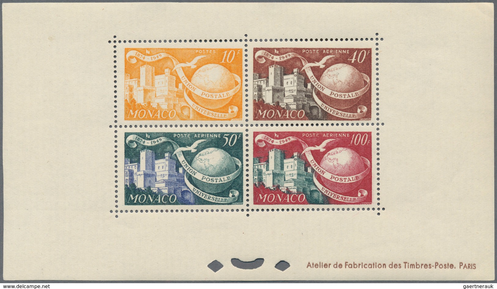 Monaco: 1949, 75 Years UPU Lot Of MNH Epreuve D'artiste Imperforated And Perfortated: 5f., 15f. And - Unused Stamps