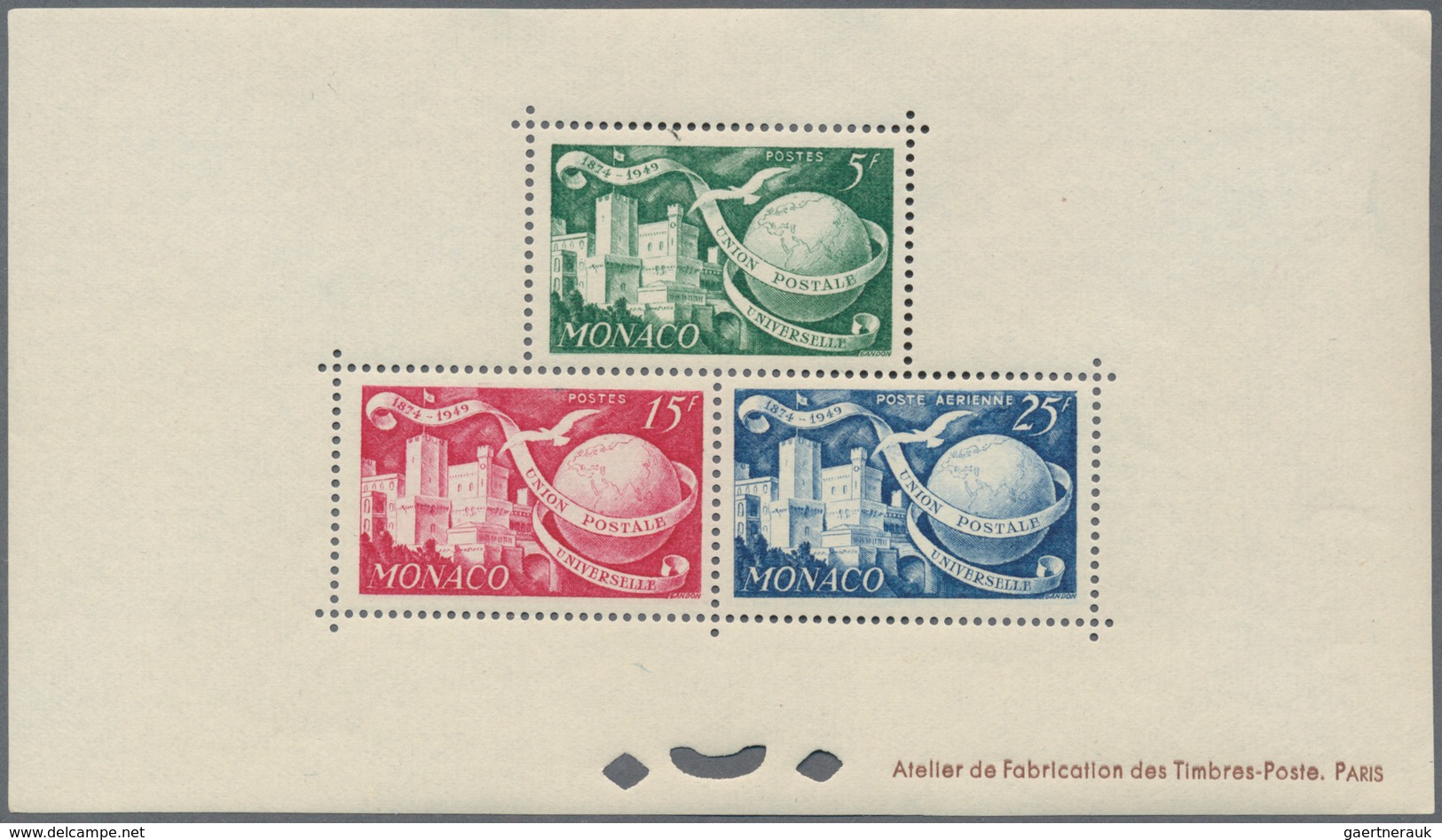 Monaco: 1949, 75 Years UPU Lot Of MNH Epreuve D'artiste Imperforated And Perfortated: 5f., 15f. And - Neufs