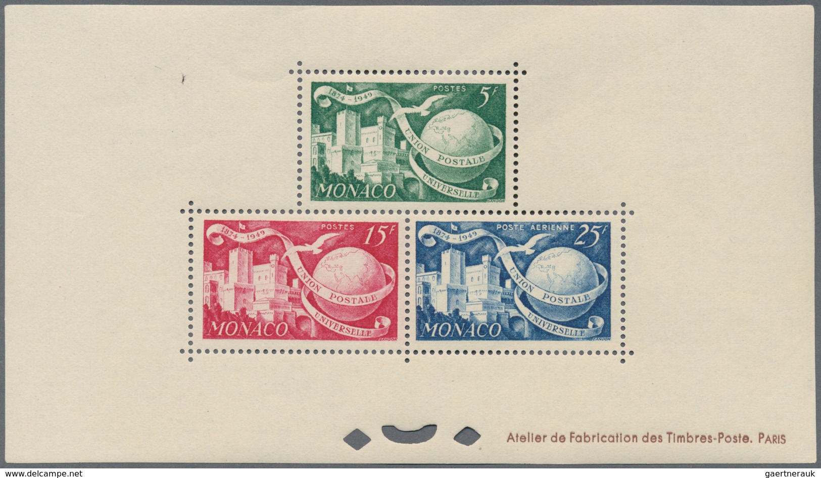 Monaco: 1949, 75 Years UPU Lot Of MNH Epreuve D'artiste Imperforated And Perfortated: 5f., 15f. And - Unused Stamps