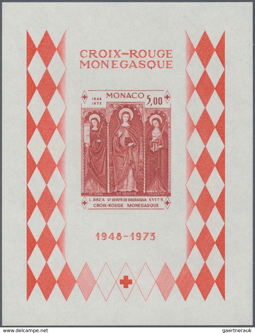 Monaco: 1973, 25 Years Red Cross Of Monaco IMPERFORATE Miniature Sheet, 100 Copies Mint Never Hinged - Neufs