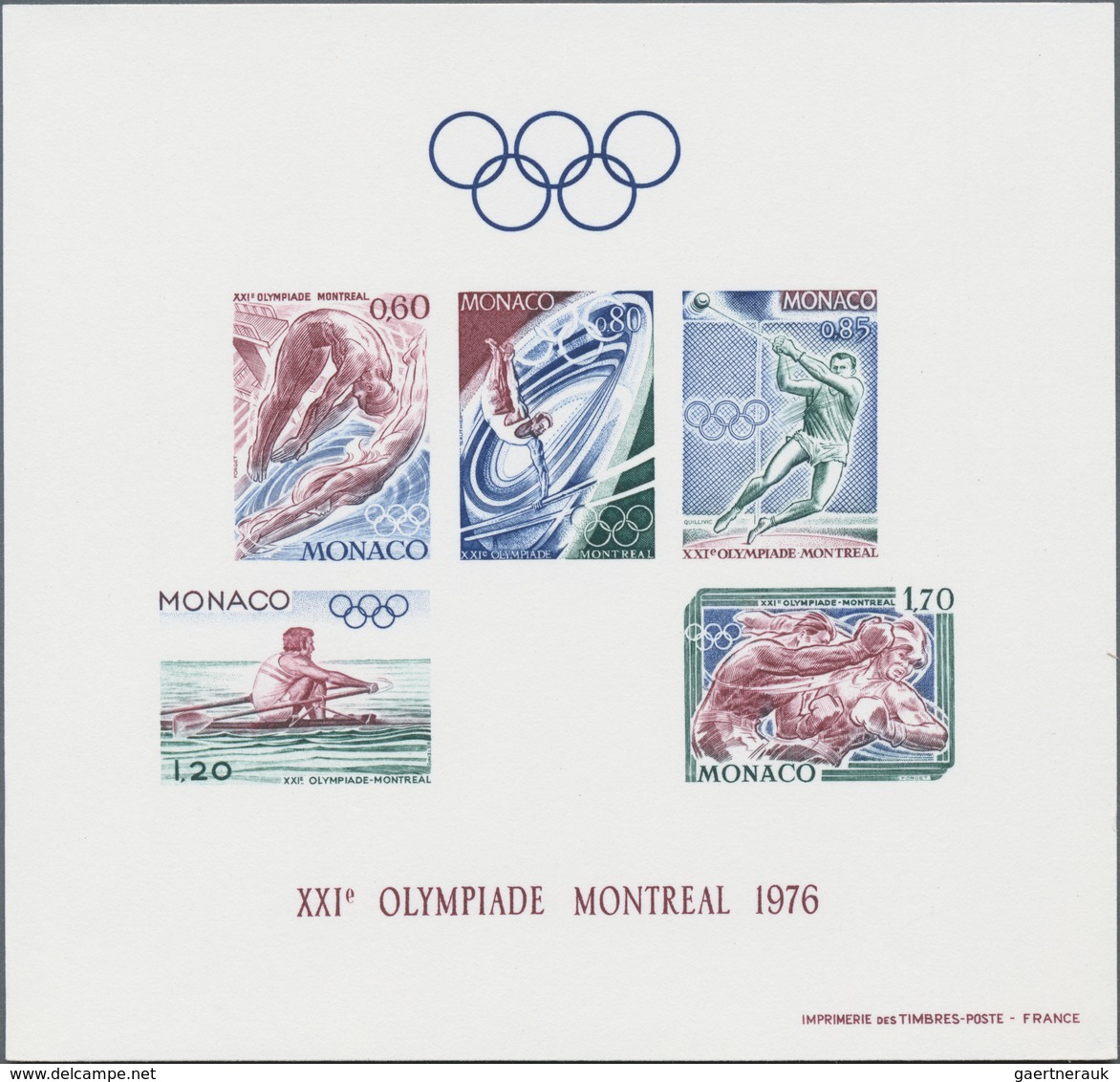Monaco: 1976, Olympic Games Montreal, Epreuve De Luxe, Ten Copies, Not Listed In Maury, Yvert For So - Unused Stamps