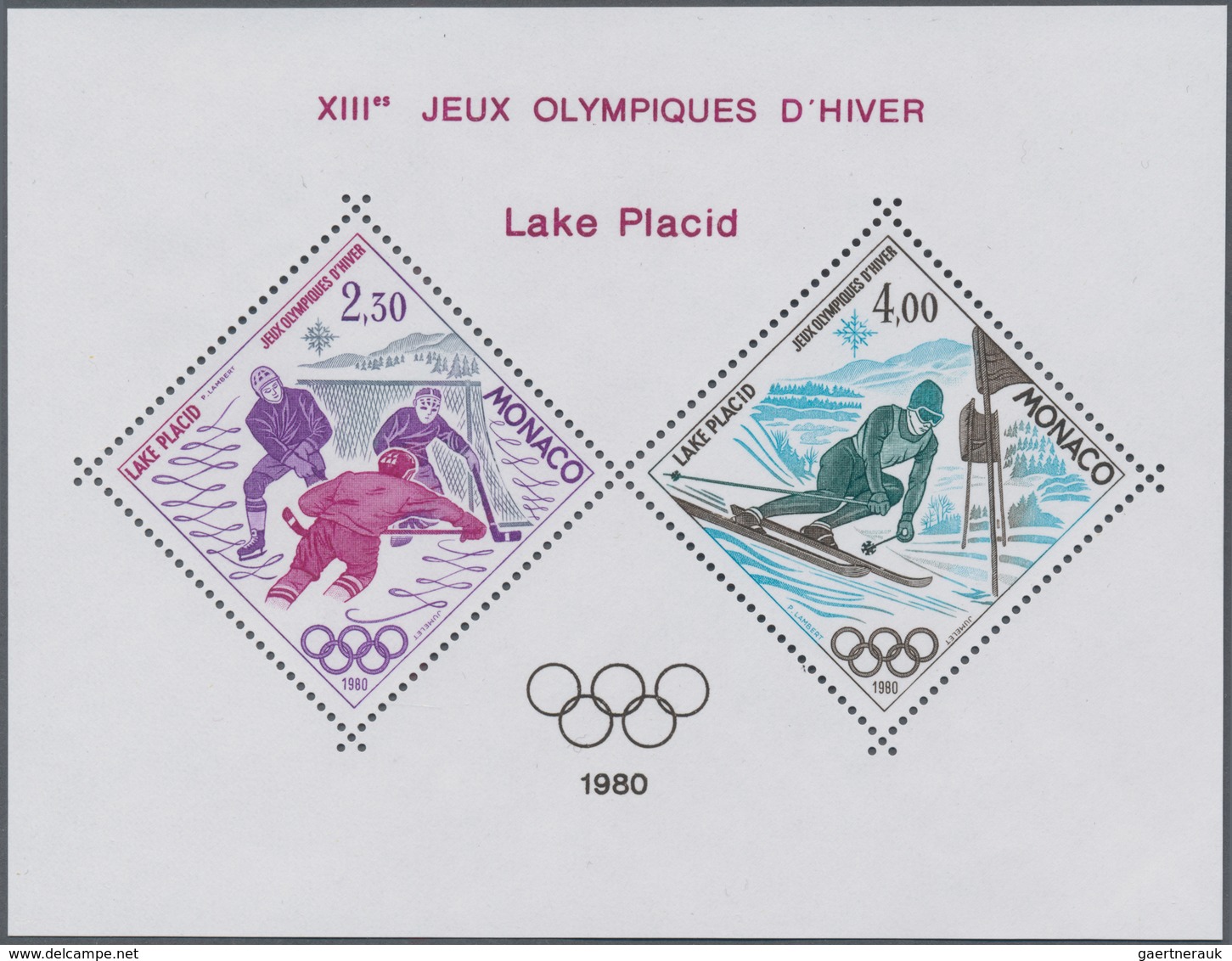 Monaco: 1980, Olympic Lake Placid, Bloc Speciaux, 100 Pieces Unmounted Mint. Maury BS12, Yvert BS 12 - Neufs