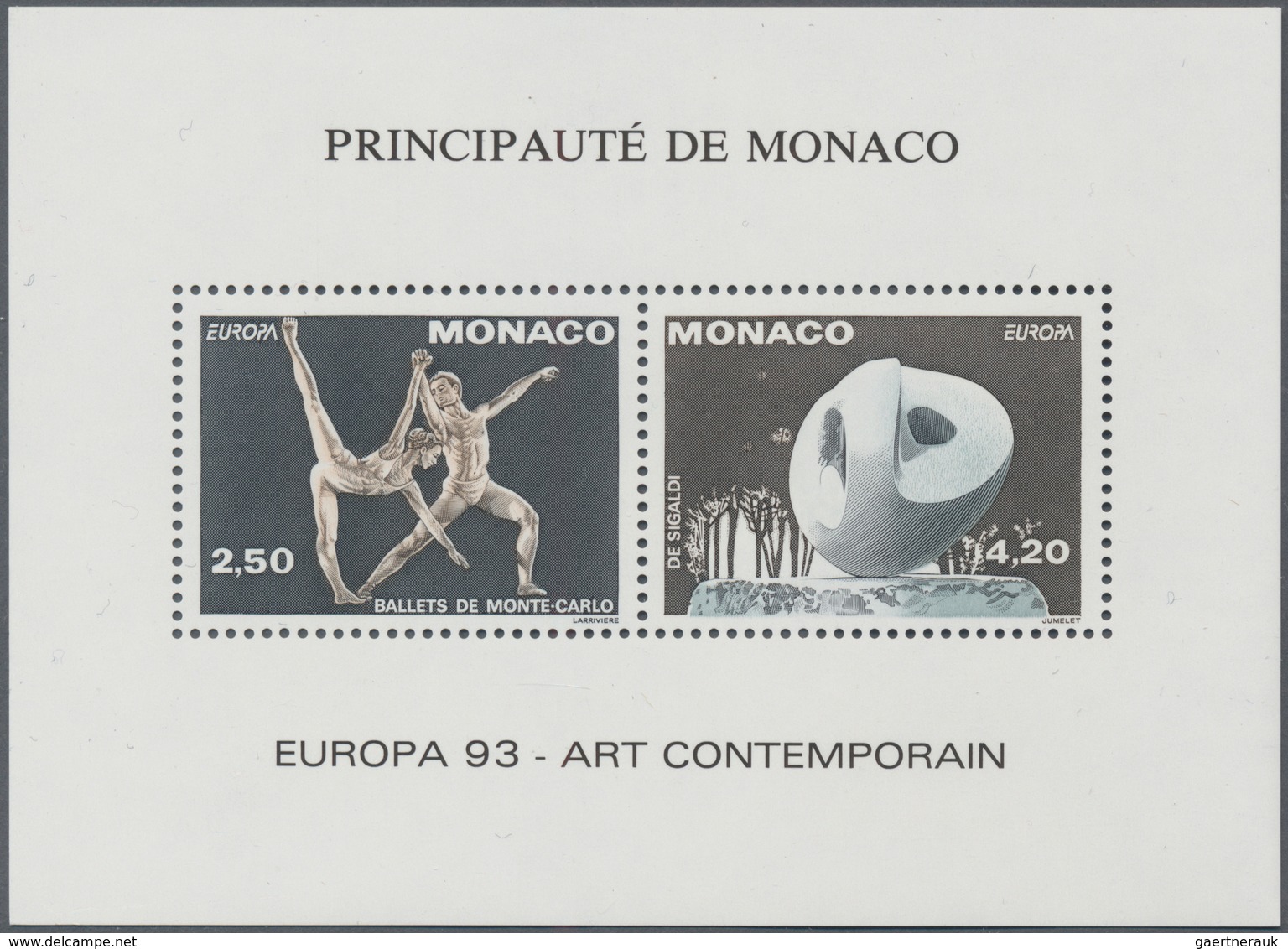 Monaco: 1993, Cept "Contemporary Art", Bloc Speciaux, Ten Pieces Mint Never Hinged. Maury BS20, Yver - Unused Stamps