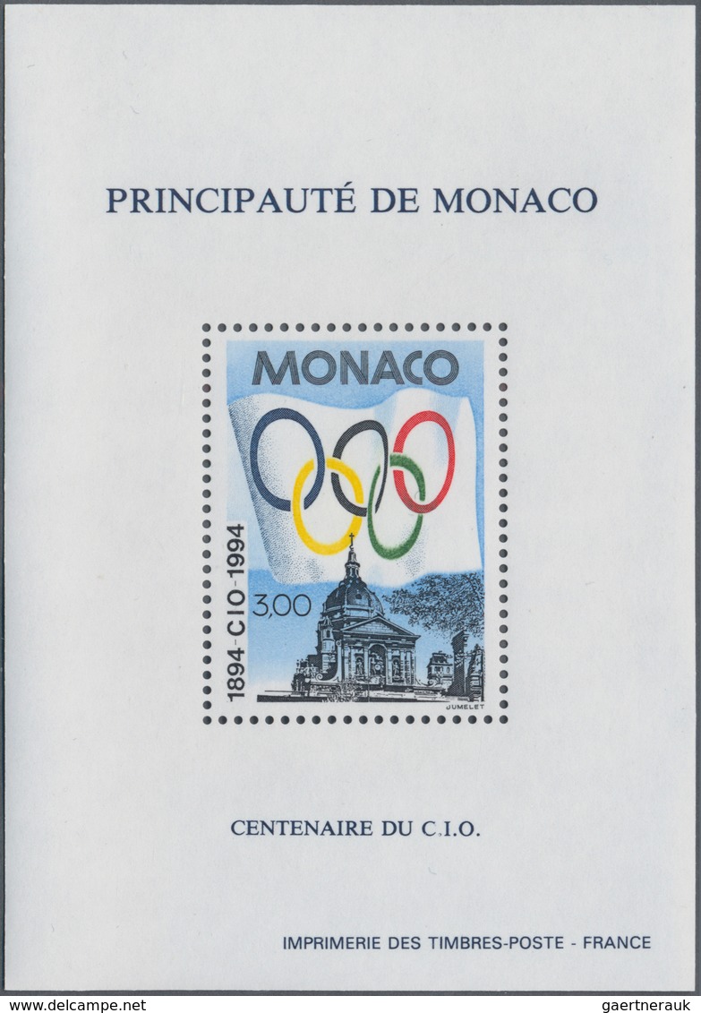 Monaco: 1994, 100 Years Olympic Committee (olympic Flag And Sorbonne University In Paris) Perforated - Neufs