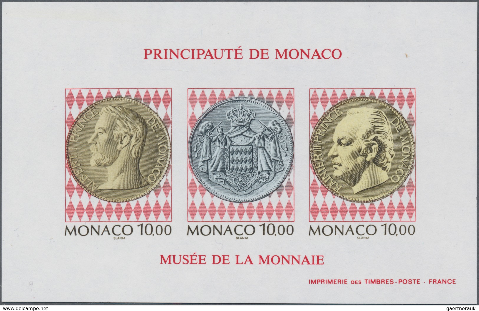 Monaco: 1994, Medals And Coins, IMPERFORATED Souvenir Sheet, 100 Copies Mint Never Hinged. Yvert No. - Neufs