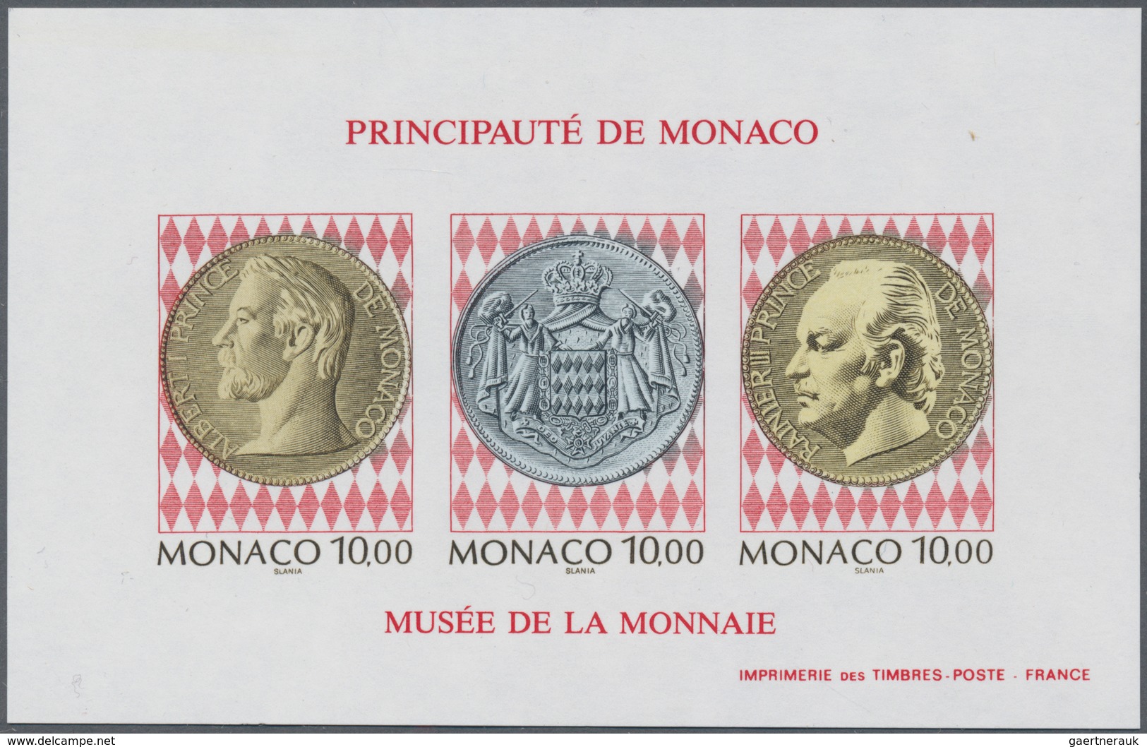 Monaco: 1994, Medals And Coins, IMPERFORATED Souvenir Sheet, Ten Copies Mint Never Hinged. Yvert No. - Neufs