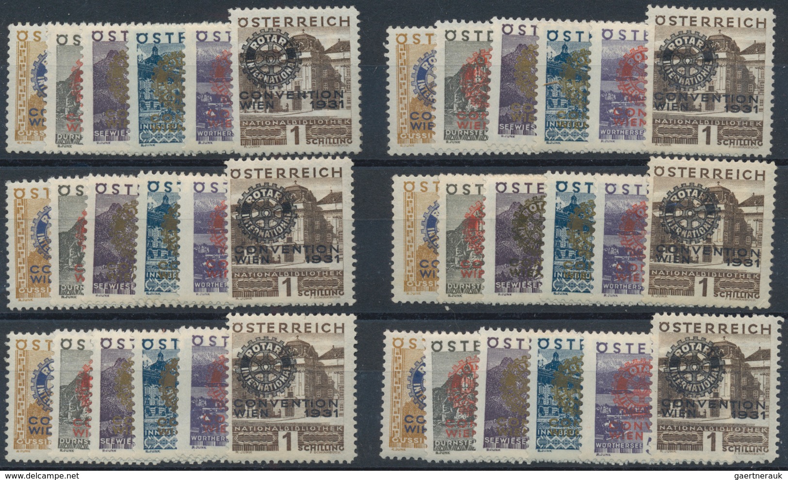 Österreich: 1931, Rotary, 110 Komplette Serien, Ungebraucht. MiNr. 518/23 (110), 28.600,- €. - Collections