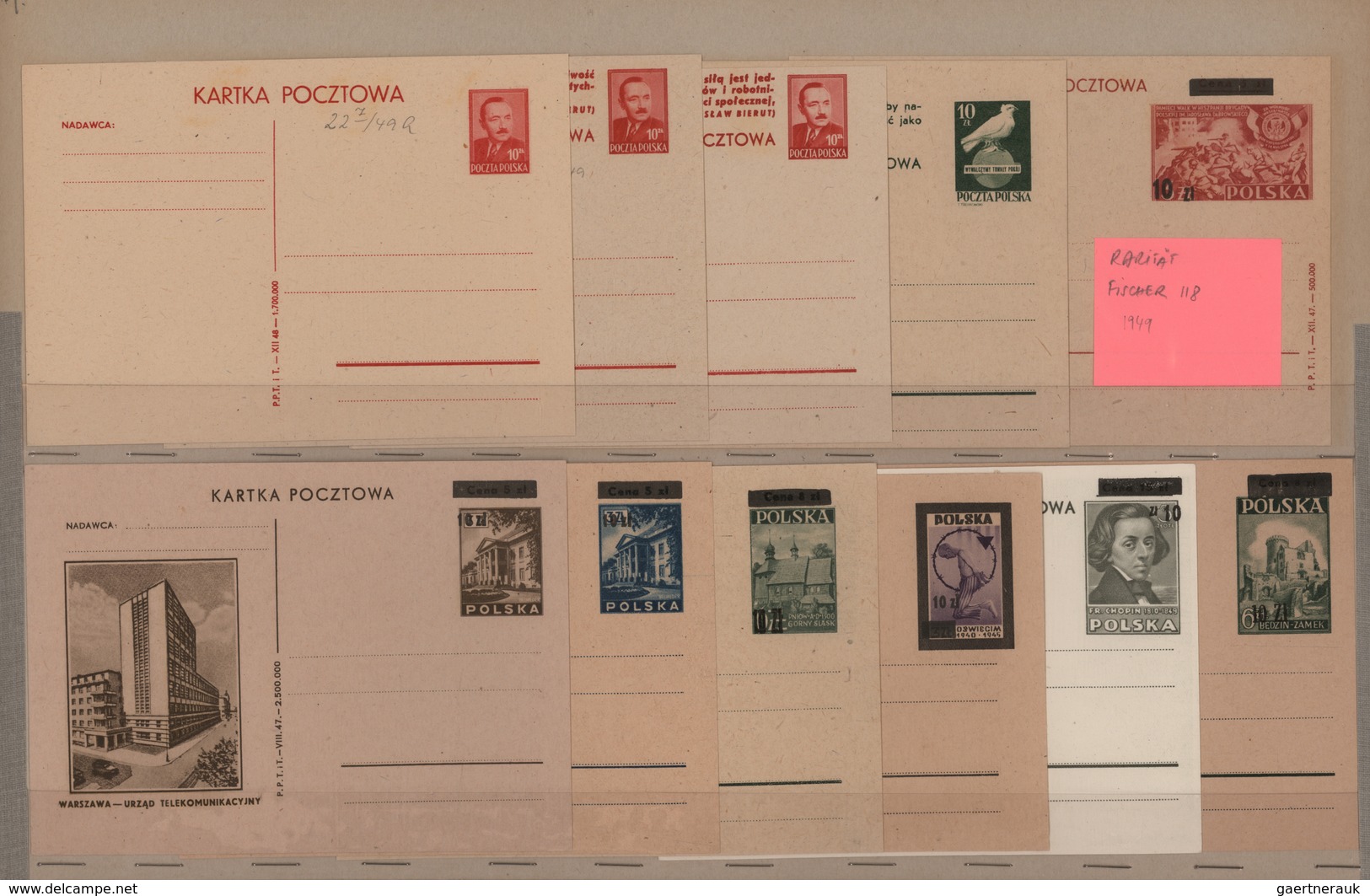 Polen - Ganzsachen: 1928-1960: THE ENTIRE COLLECTION OF THE UPU SAMPLES OF POLAND POSTAL STATIONERIE - Entiers Postaux