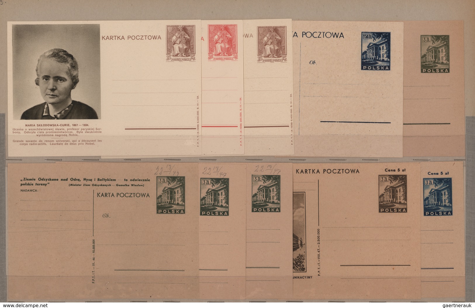 Polen - Ganzsachen: 1928-1960: THE ENTIRE COLLECTION OF THE UPU SAMPLES OF POLAND POSTAL STATIONERIE - Entiers Postaux