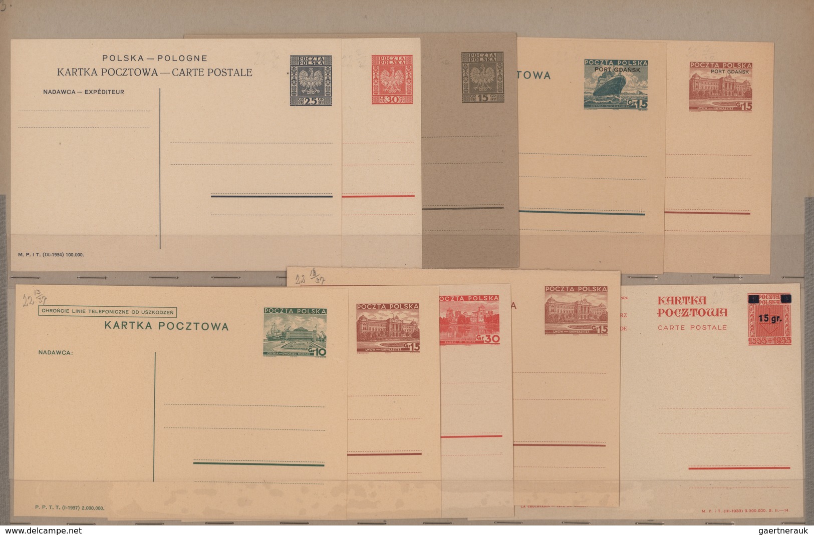 Polen - Ganzsachen: 1928-1960: THE ENTIRE COLLECTION OF THE UPU SAMPLES OF POLAND POSTAL STATIONERIE - Entiers Postaux