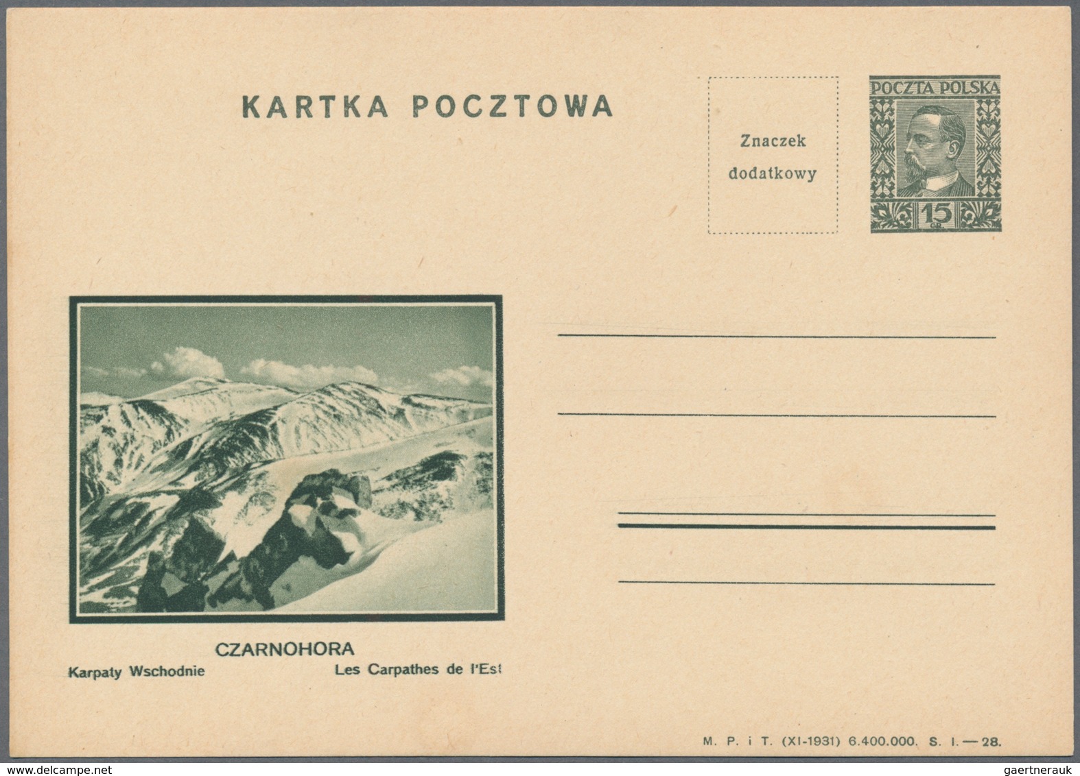 Polen - Ganzsachen: 1931, Picture Postcards, Value Stamp 15 Gr, 94 Unused Copies, Three Times Pictur - Stamped Stationery