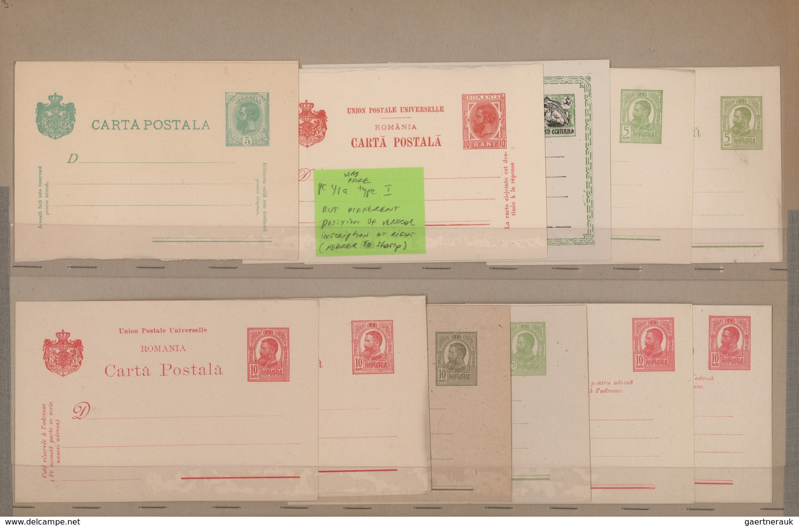 Rumänien - Ganzsachen: 1878-1956: THE ENTIRE COLLECTION OF THE UPU SAMPLES OF ROMANIAN POSTAL STATIO - Entiers Postaux