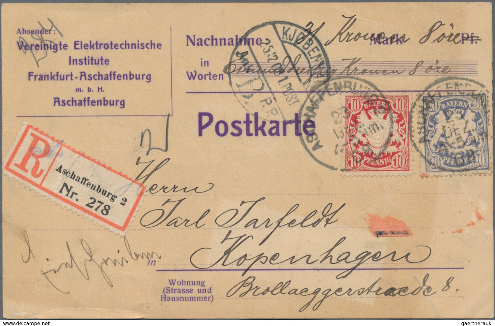 Deutschland: 1880/1960, kleiner Nachlass von insgesamt über 130 Belegen, meist nach Dänemark adressi