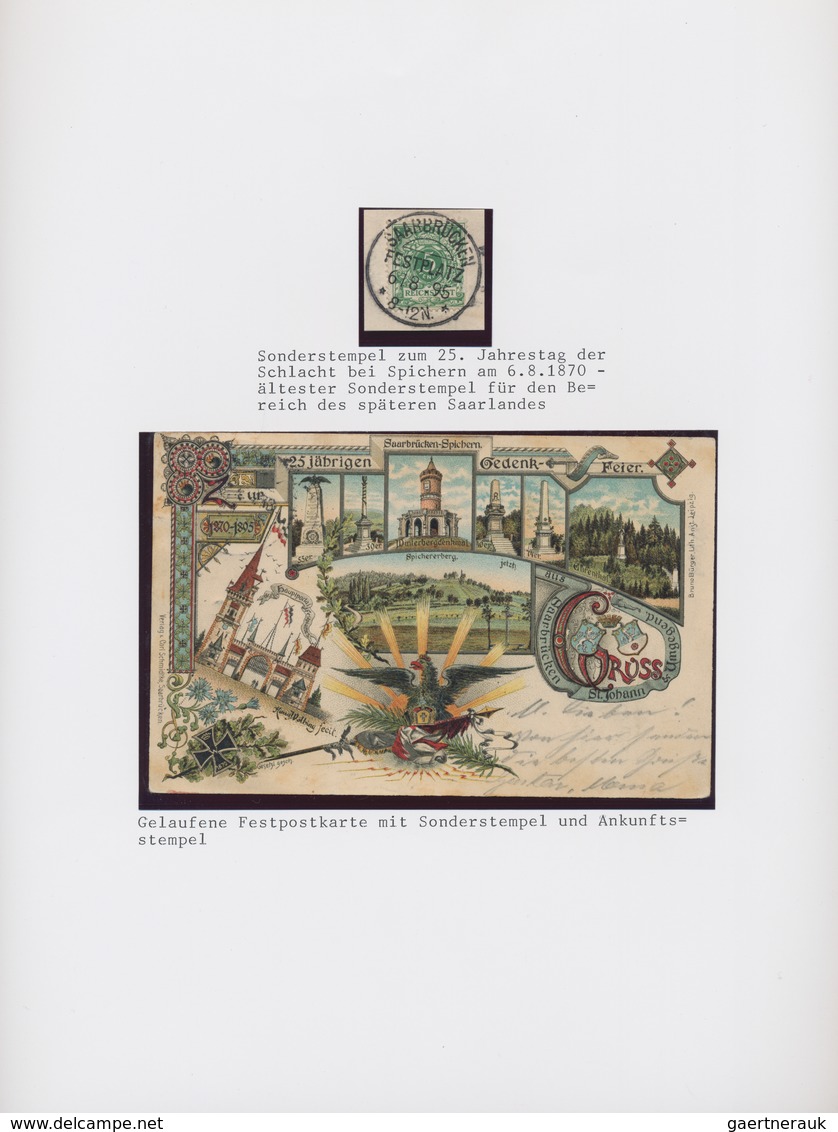 Heimat: Saarland: 1896/2013, Umfangreiche Sammlung Von Sonderstempeln, Maximumkarten Oder Festpostka - Autres & Non Classés
