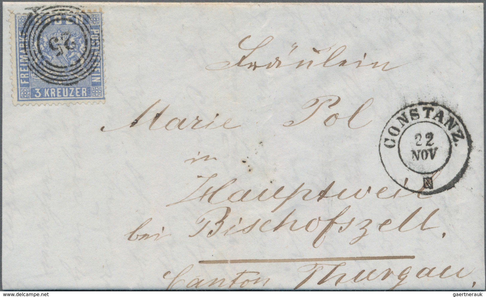 Altdeutschland: 1850/1875, GRENZPORTO NACH DER SCHWEIZ (bzw. Einmal Nach Frankreich), Sammlung Von 2 - Collections