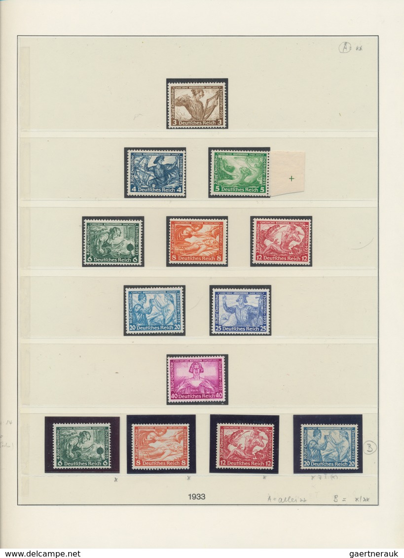 Deutsches Reich: 1872/1945, Ungebrauchte/postfrische Sammlung Von Brustschilde Bis III.Reich In Zwei - Collections