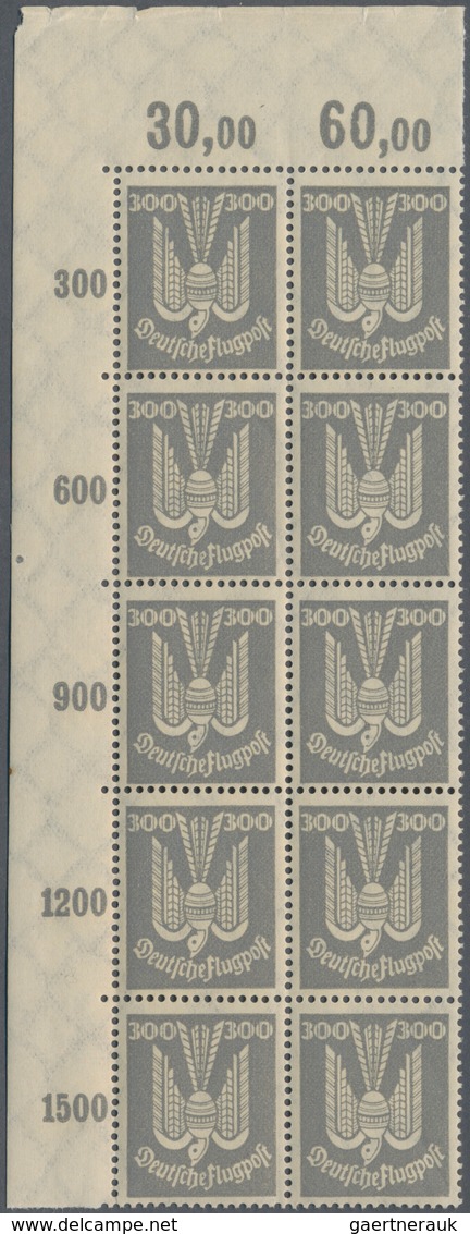 Deutsches Reich - Weimar: 1924, Flugpost Holztaube In Eckrand-10er-Blocks Links Oben, Postfrisch. Mi - Collections