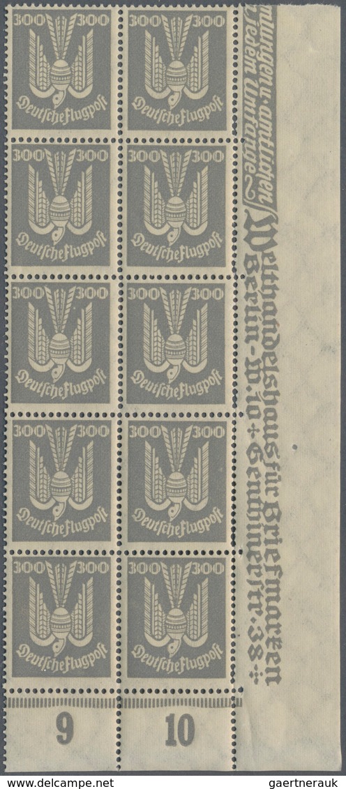 Deutsches Reich - Weimar: 1924, Flugpost Holztaube In Eckrand-10er-Blocks Rechts Unten, Postfrisch. - Collections