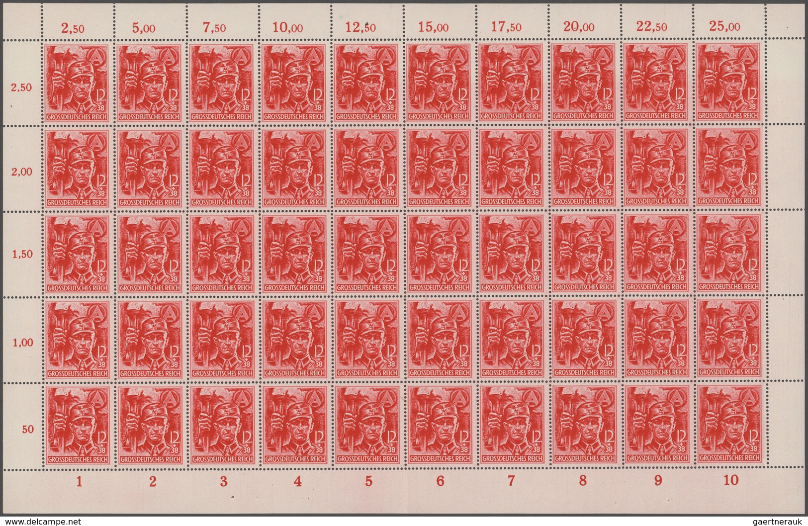 Deutsches Reich - 3. Reich: 1945, SA/SS Gezähnt, 250 Komplette Serien In Gefaltenen Originalbögen, P - Lettres & Documents