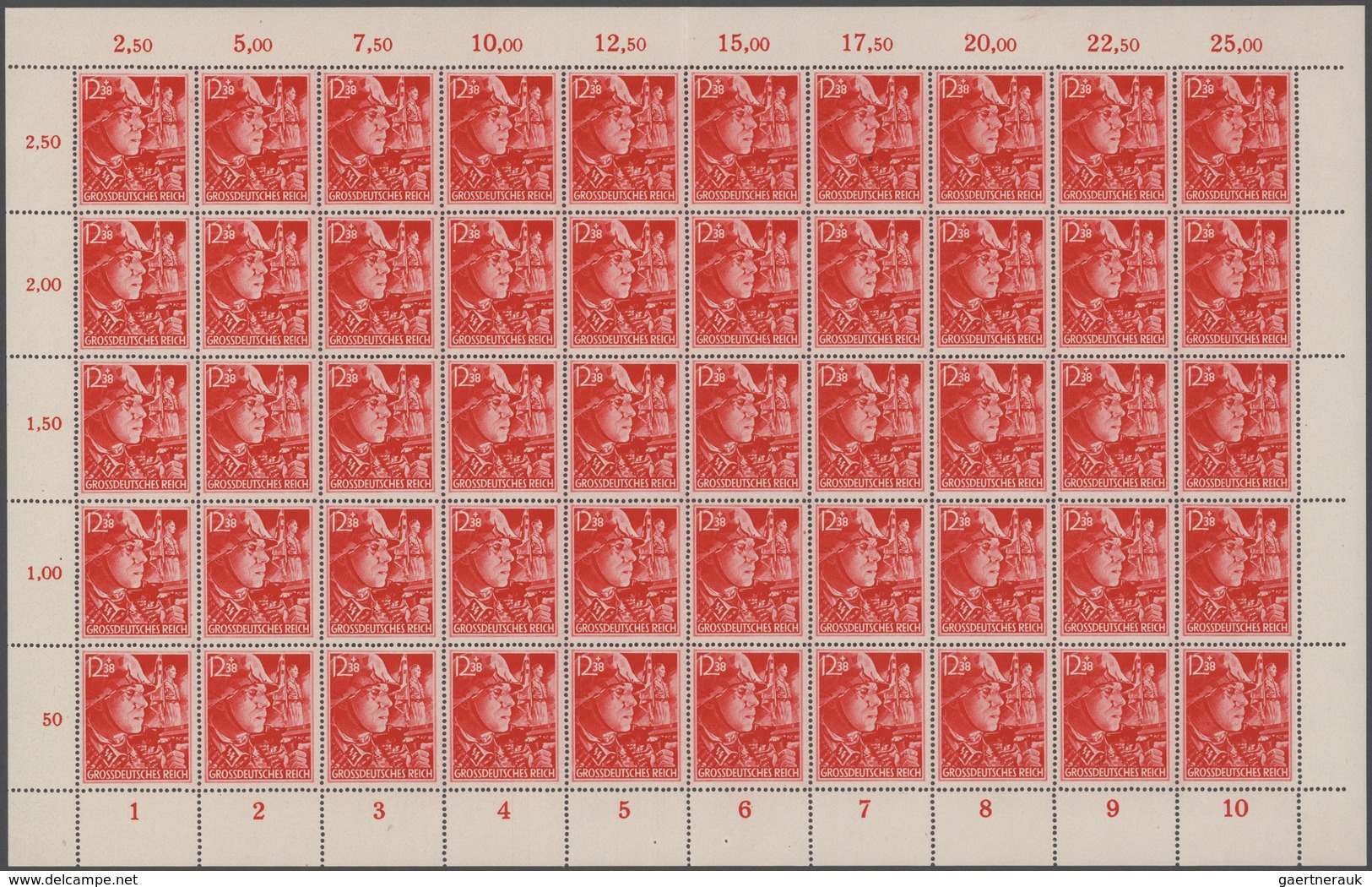 Deutsches Reich - 3. Reich: 1945, SA/SS Gezähnt, 250 Komplette Serien In Gefaltenen Originalbögen, P - Lettres & Documents