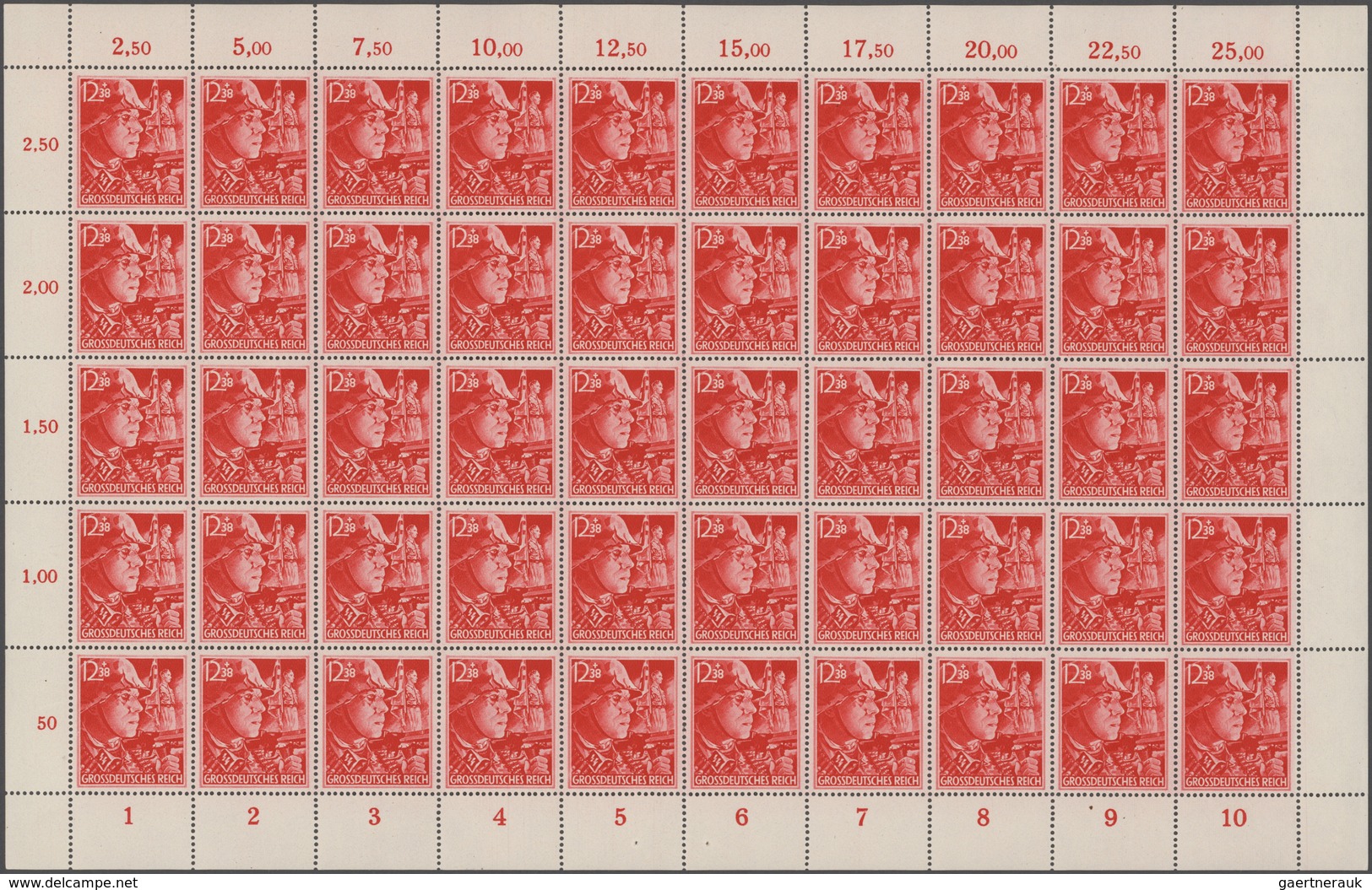 Deutsches Reich - 3. Reich: 1945, SA/SS Gezähnt, 500 Komplette Serien In Gefaltenen Originalbögen, P - Lettres & Documents