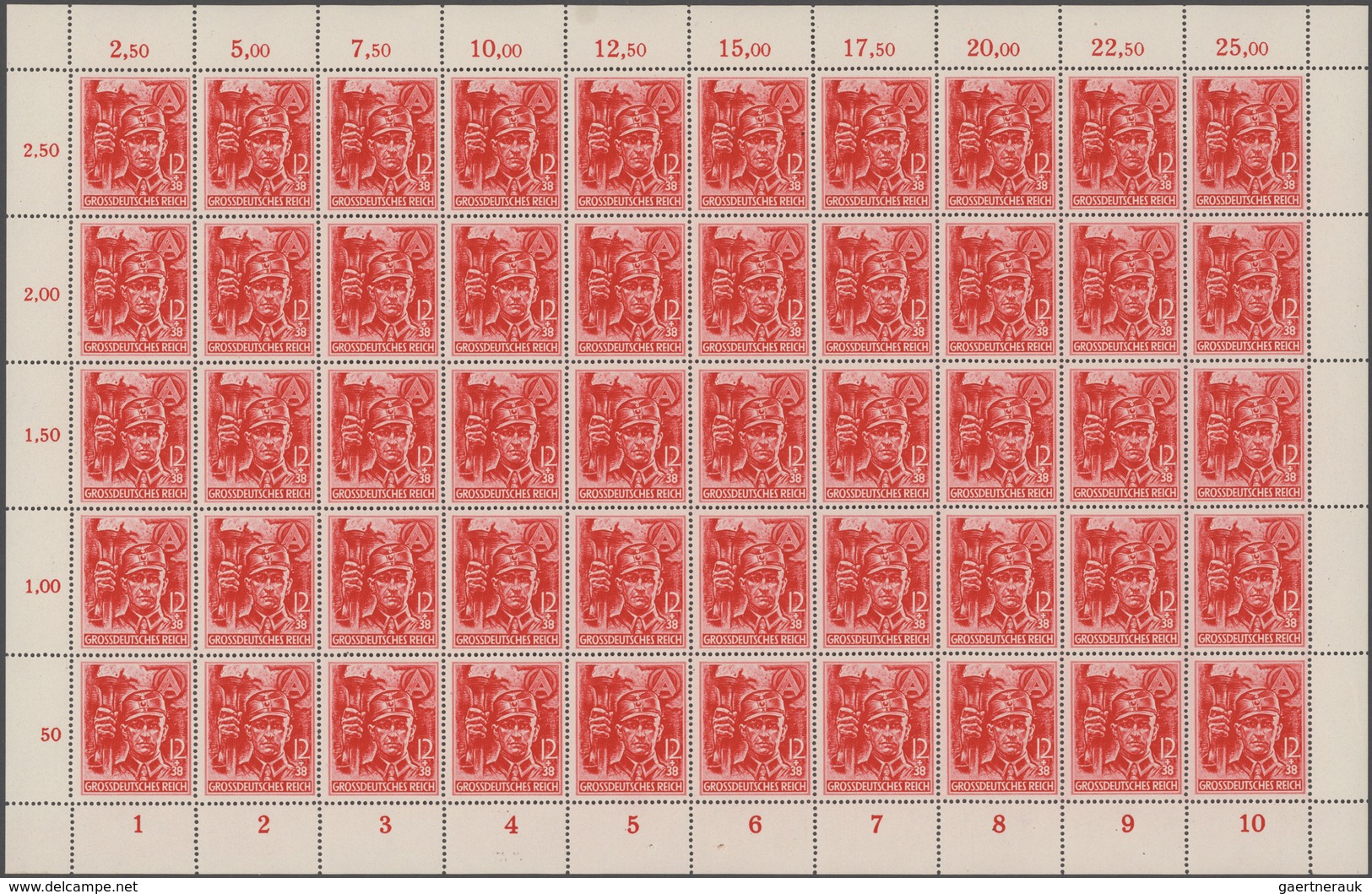 Deutsches Reich - 3. Reich: 1945, SA/SS Gezähnt, 500 Komplette Serien In Gefaltenen Originalbögen, P - Lettres & Documents