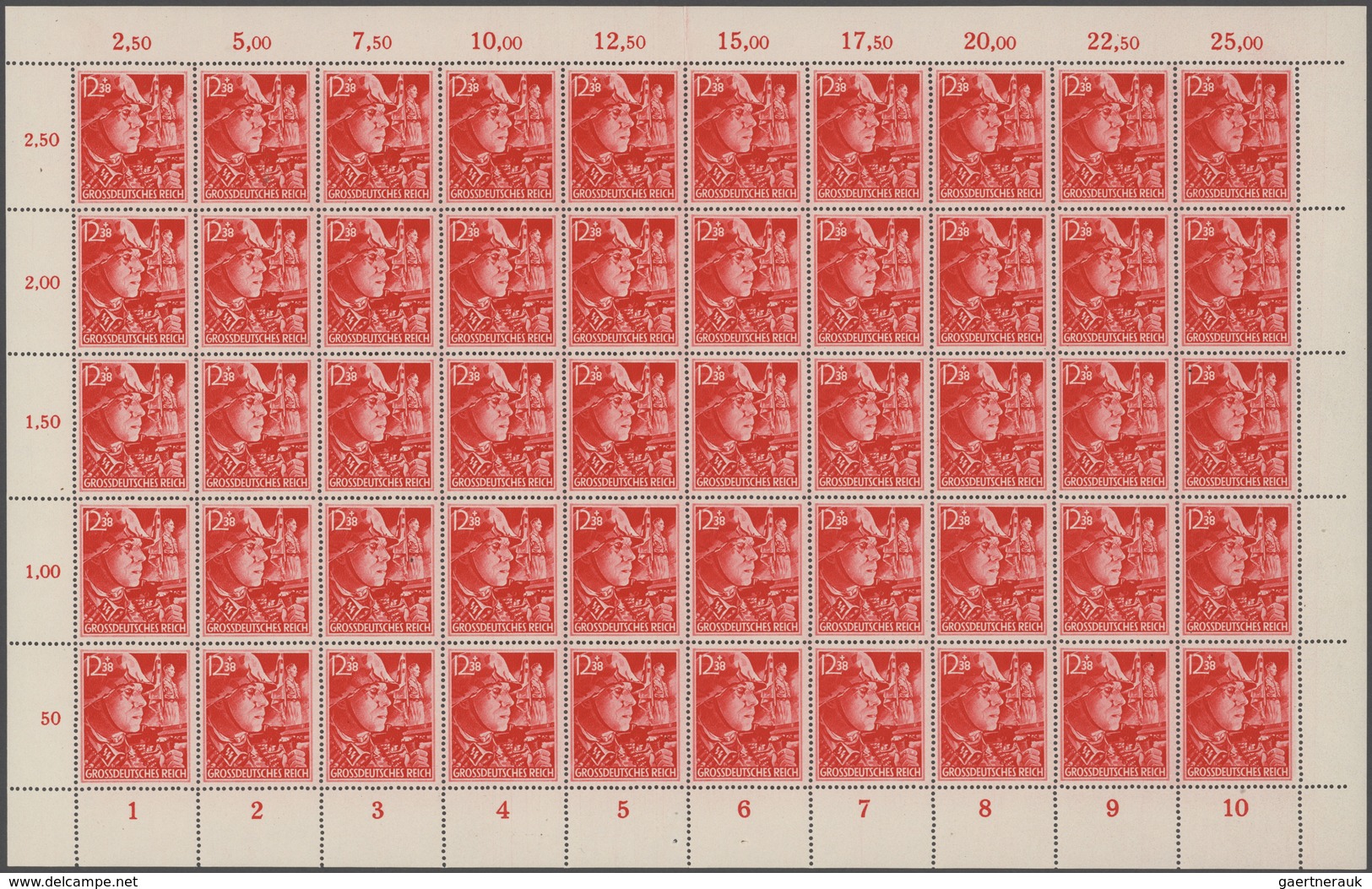 Deutsches Reich - 3. Reich: 1945, SA/SS Gezähnt, 500 Komplette Serien In Gefaltenen Originalbögen, P - Lettres & Documents