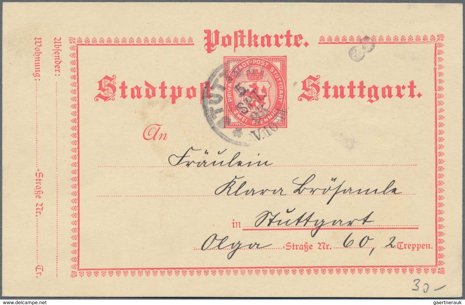 Deutsches Reich - Privatpost (Stadtpost): 1886 - 1889 (ca.), umfangreicher Ganzsachen-Posten der PRI